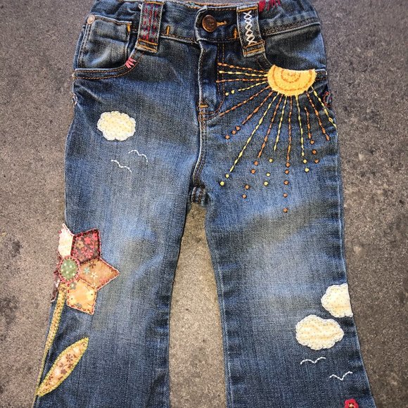 Toddler Girl 18-24 Month Baby Gap Pink Floral Pull On High Stretch Jegging Jeans